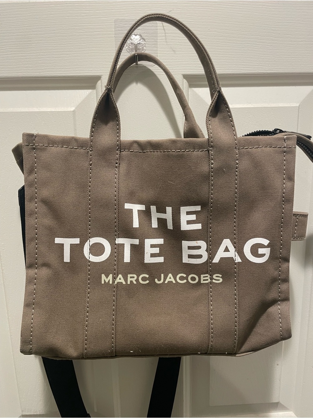 Marc Jacobs Canvas Tote Bag in Taupe with White Logo
